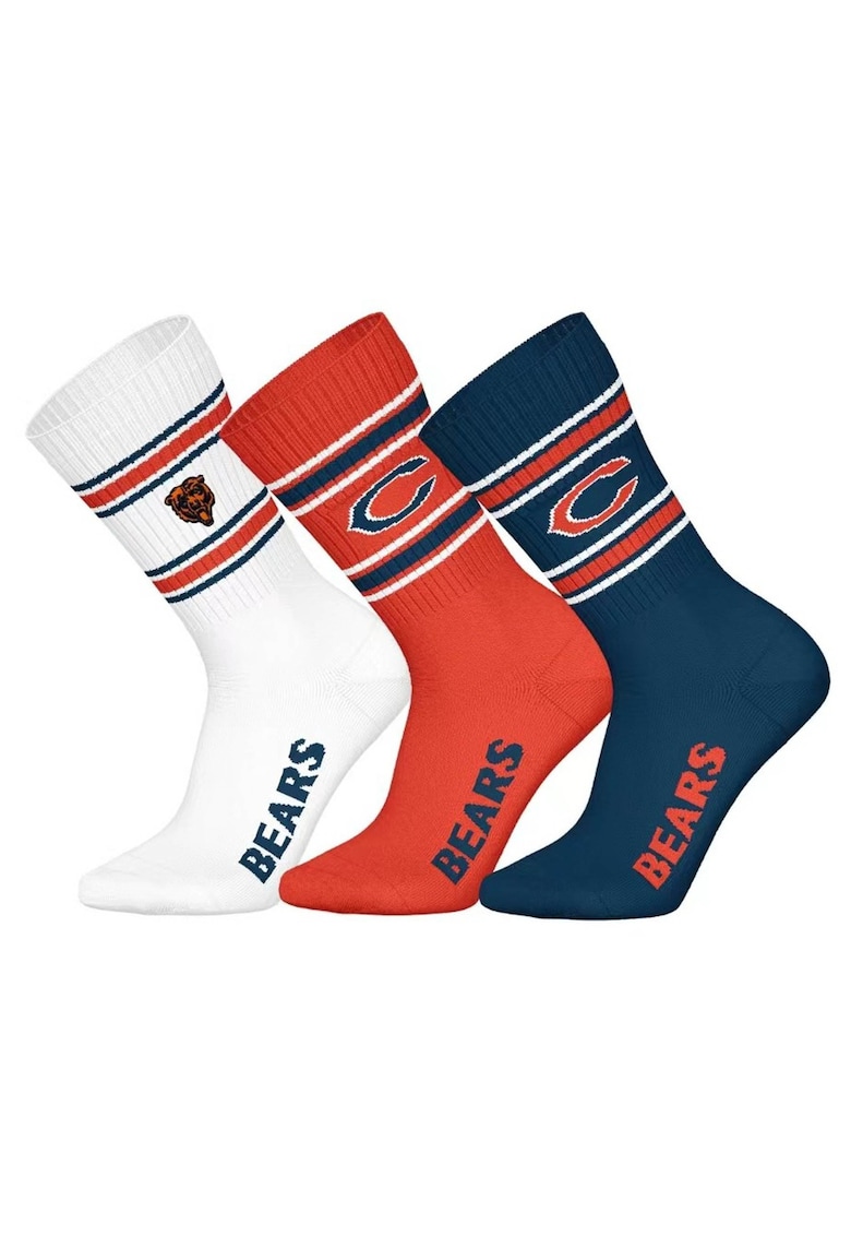 Nfl Set de 3 perechi de sosete lungi cu model unisex NFL - Alb optic/Rosu vermillion/Bleumarin