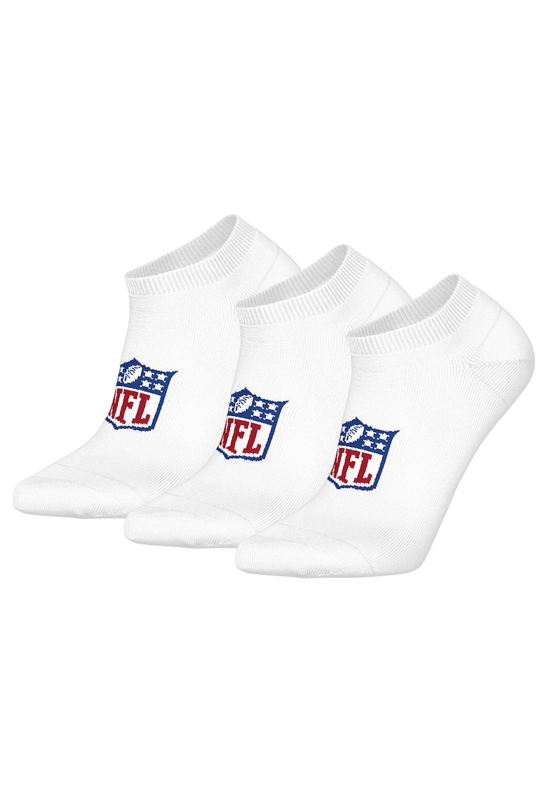 Nfl Set de sosete pana la glezna - unisex - cu logo - 3 perechi - Alb