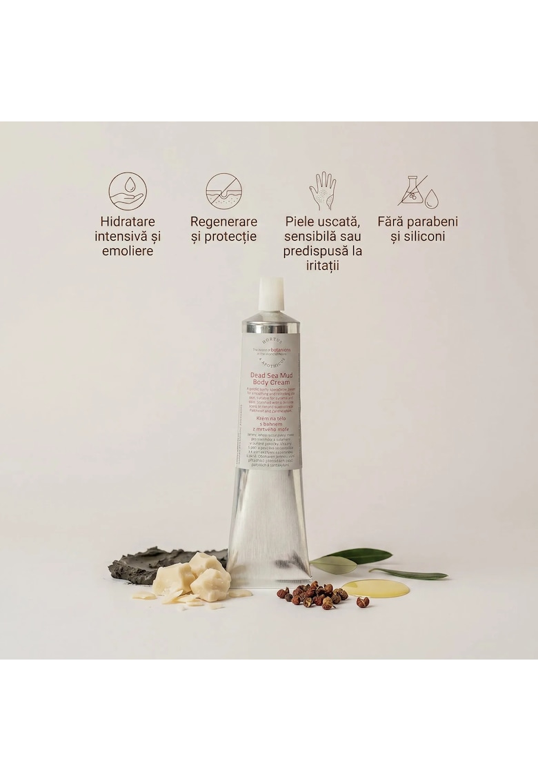 Crema de corp cu Namol de la Marea Moarta pentru pielea uscata - crapata - predispusa la eczeme - hidratare intensiva si emoliere - regenerare si protectie - fara parabeni si siliconi - 100 gr