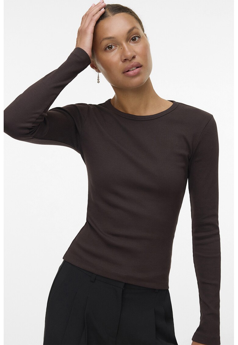 Bluza slim-fit din amestec de bumbac organic Chloe - Maro inchis