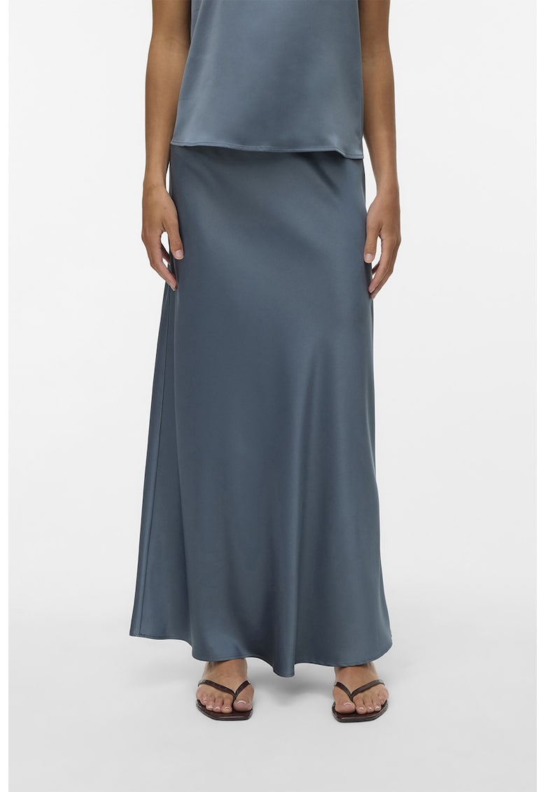 Fusta din satin cu croiala pe bie