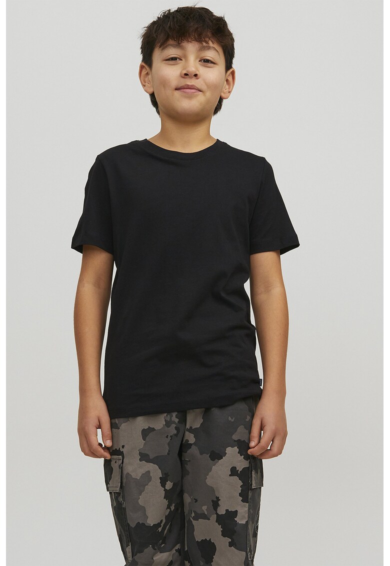 Tricou din bumbac organic cu decolteu la baza gatului - Negru