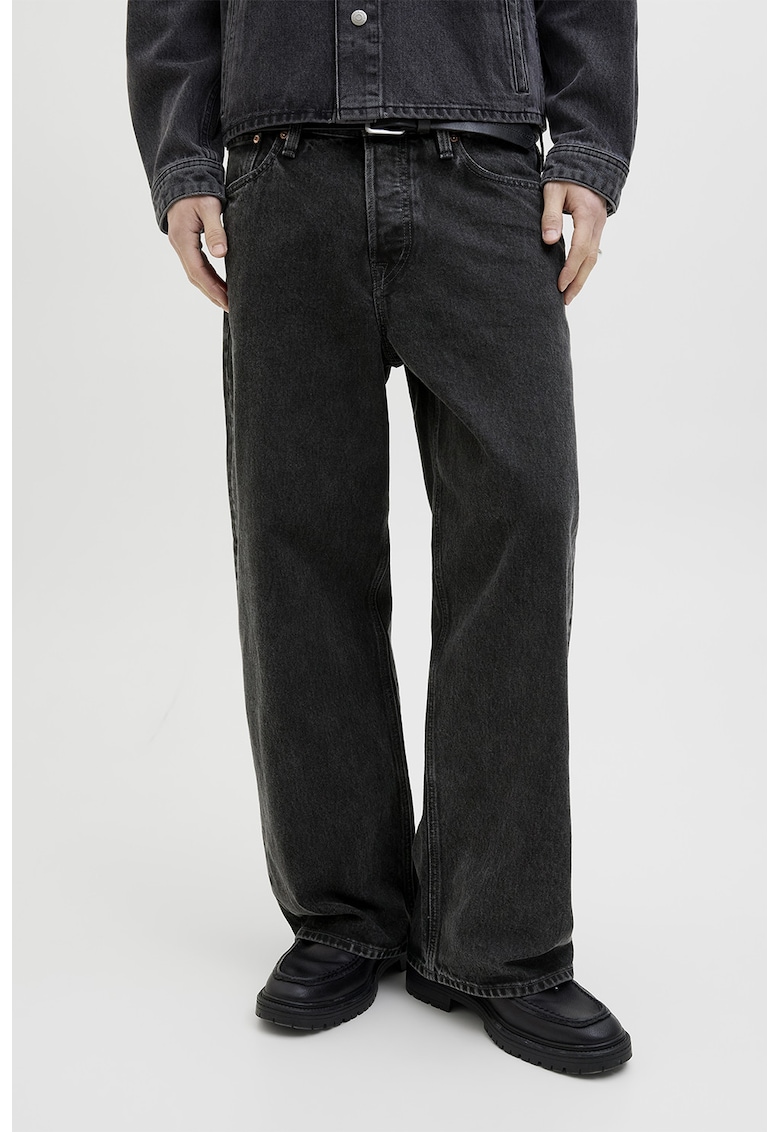 Blugi drepti cu talie medie - Negru stins