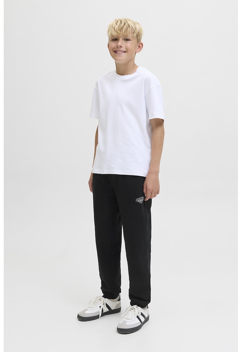 Pantaloni de trening din amestec de bumbac cu snur in talie - Negru