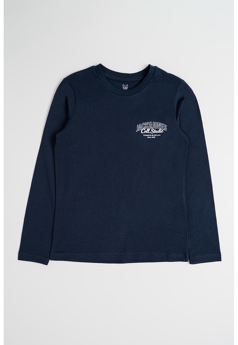 Bluza regular-fit cu decolteu la baza gatului - Alb/Bleumarin
