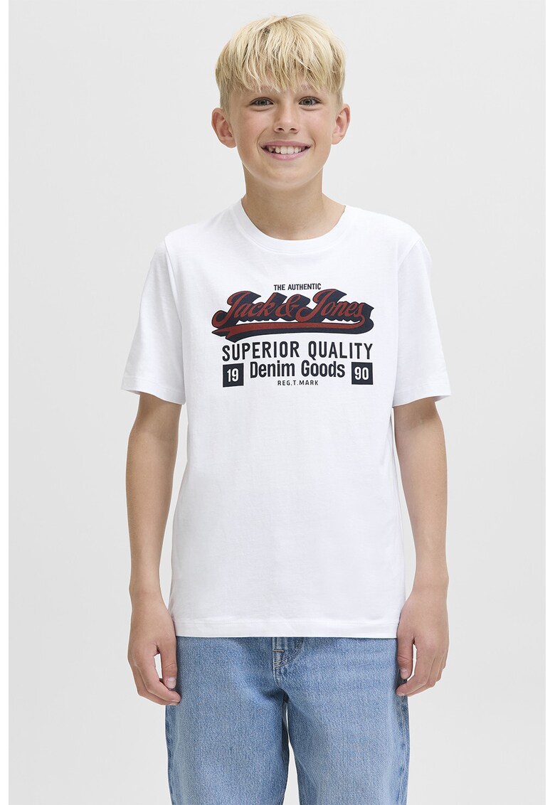 Tricou din bumbac organic cu imprimeu logo - Negru/Rosu inchis/Alb optic