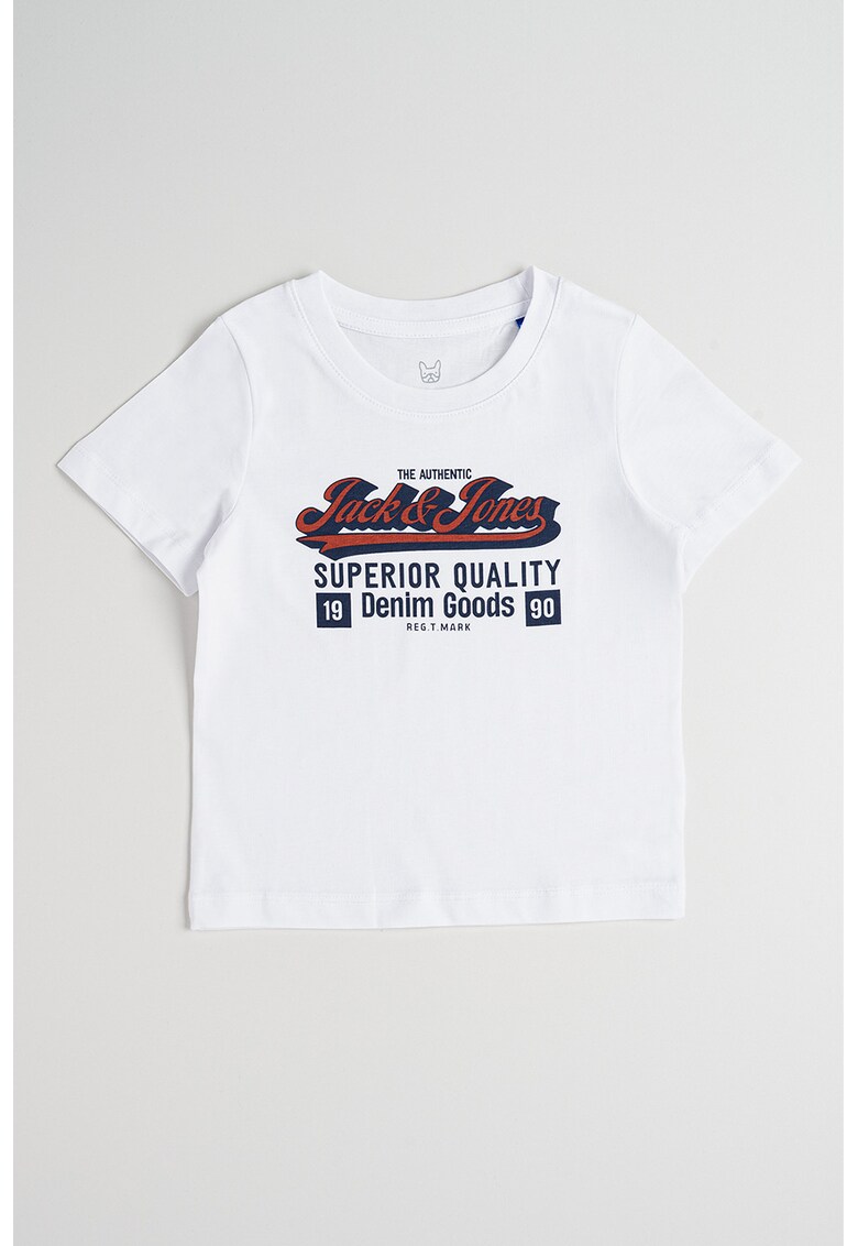 Tricou de bumbac organic cu imprimeu - Alb/Visiniu/Bleumarin