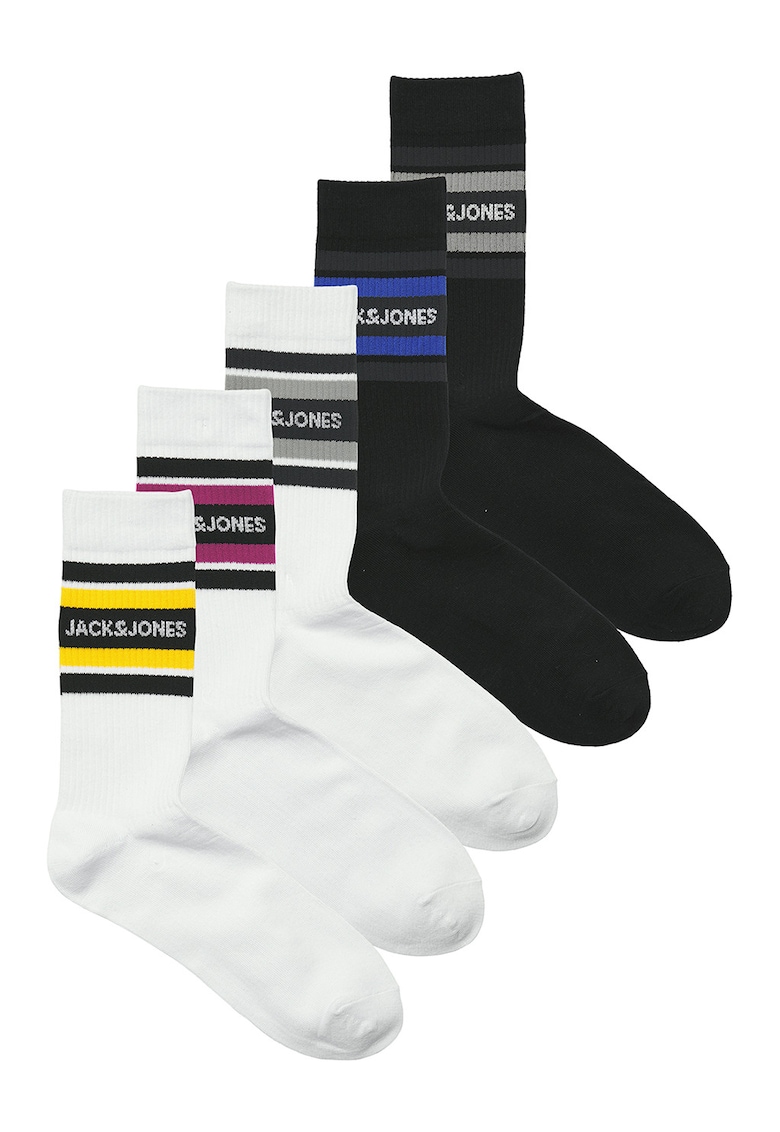 Set de sosete lungi cu model logo - 5 perechi