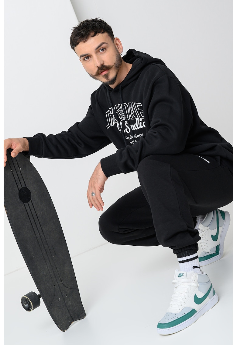 Pantaloni de trening cu talie elastica Karl Union - Negru