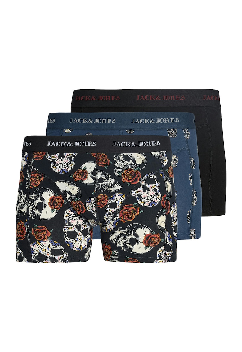 Set de boxeri uni si cu imprimeu - 3 perechi