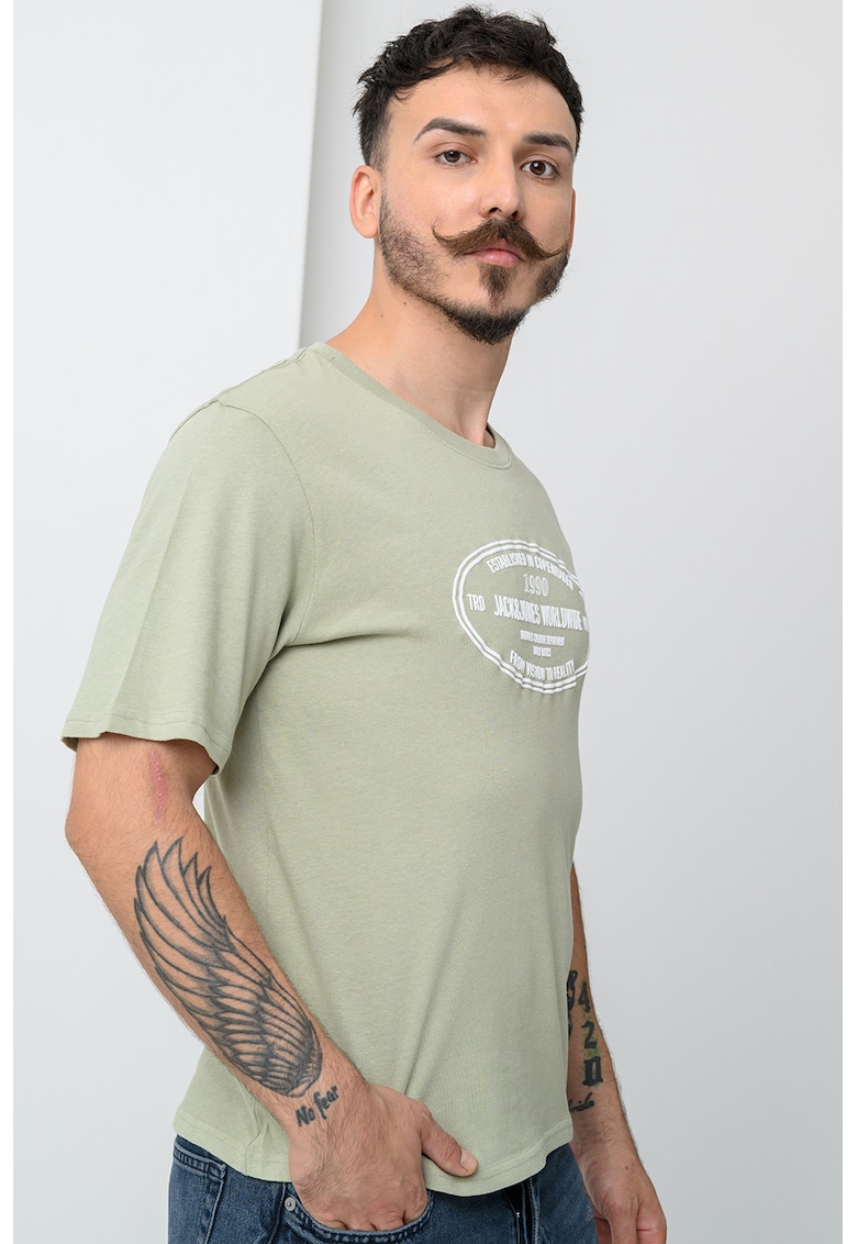 Tricou cu imprimeu frontal si decolteu la baza gatului York