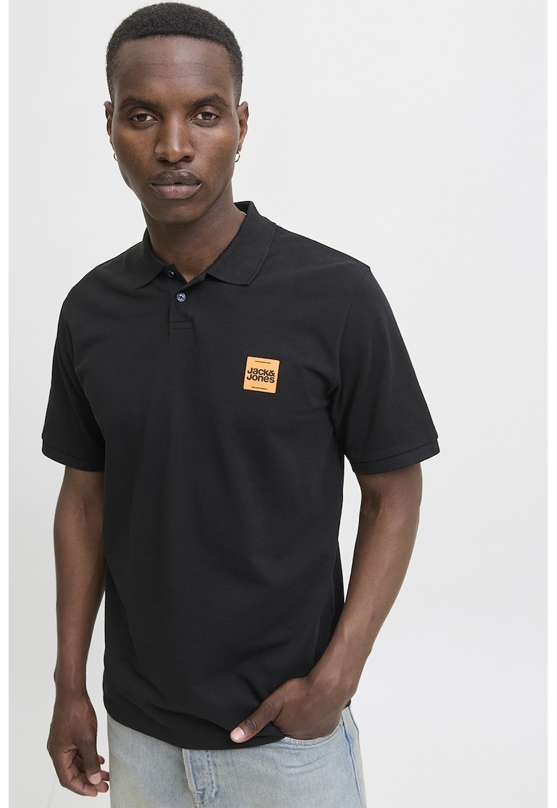 Jack & Jones Tricou polo de bumbac pique Brandy - Negru