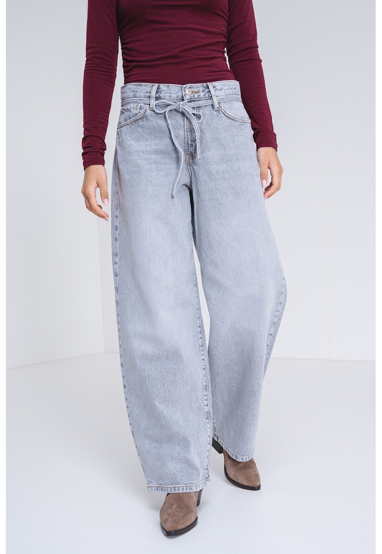 Blugi drepti cu talie medie - Gri deschis