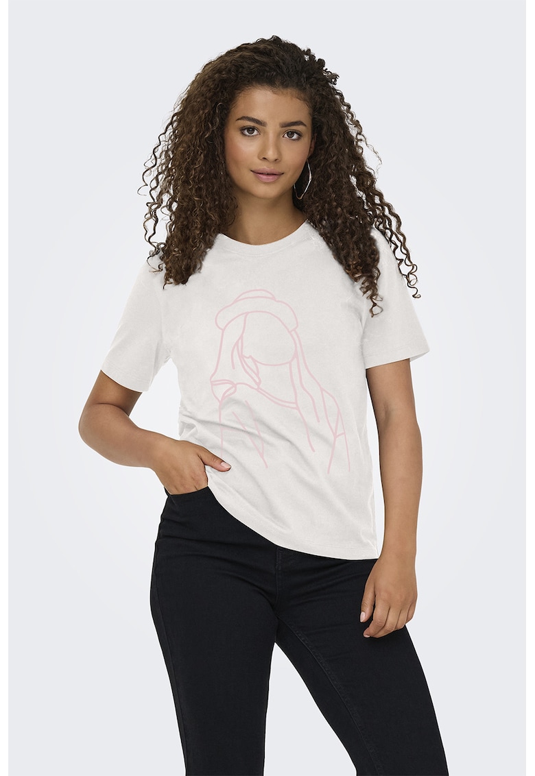 Tricou cu imprimeu floral - Alb/Roz
