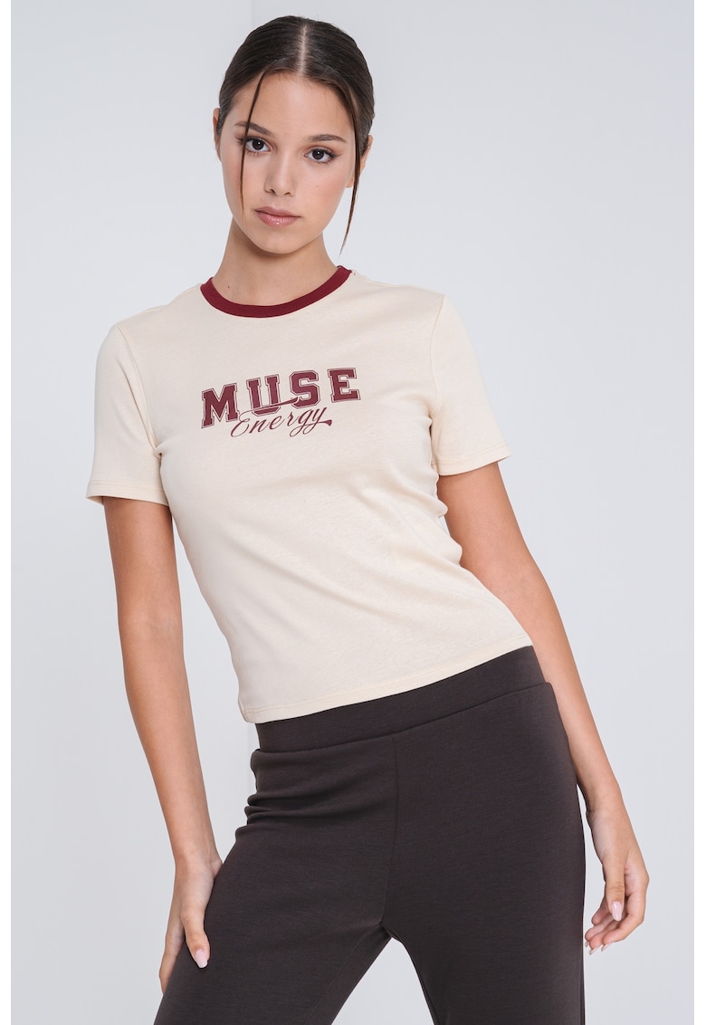 Tricou de bumbac organic cu imprimeu text Bina Tricou de bumbac organic cu imprimeu text Bina