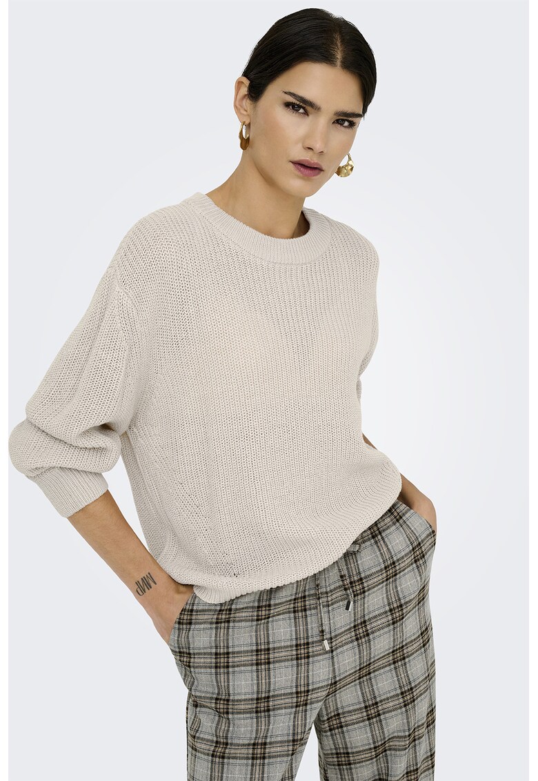 Pulover cu decolteu rotund - Bej