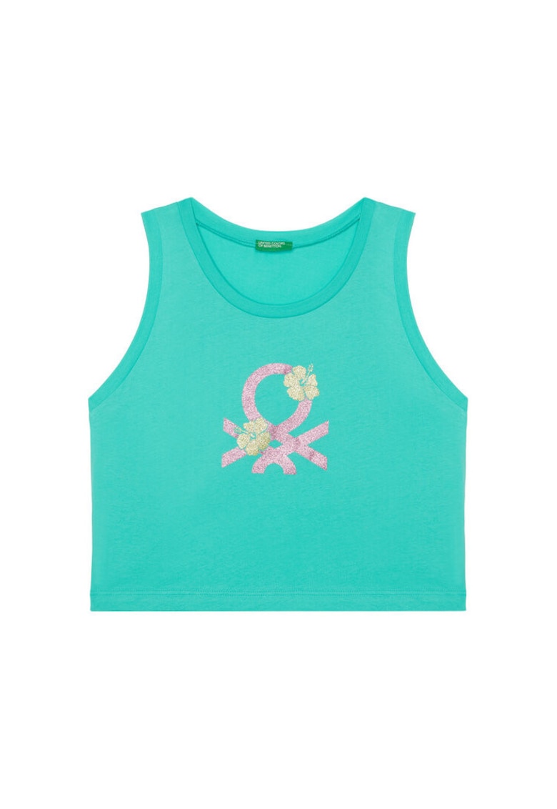 Top pentru fete 3I1XCH01Z - Bumbac organic - Verde - Verde