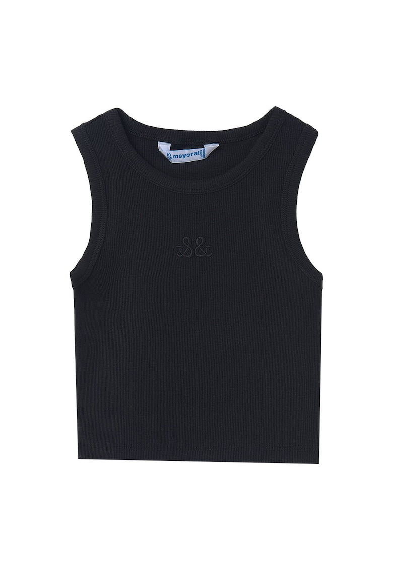 Top pentru fete 6032 - Bumbac/Elastan - Negru - Negru