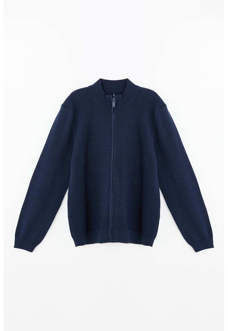 Cardigan de bumbac cu fermoar - Bleumarin