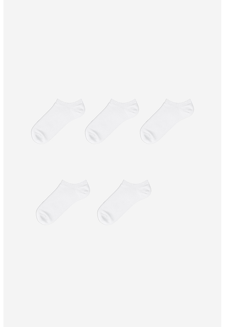 Set de sosete pana la glezna - 5 perechi - Alb