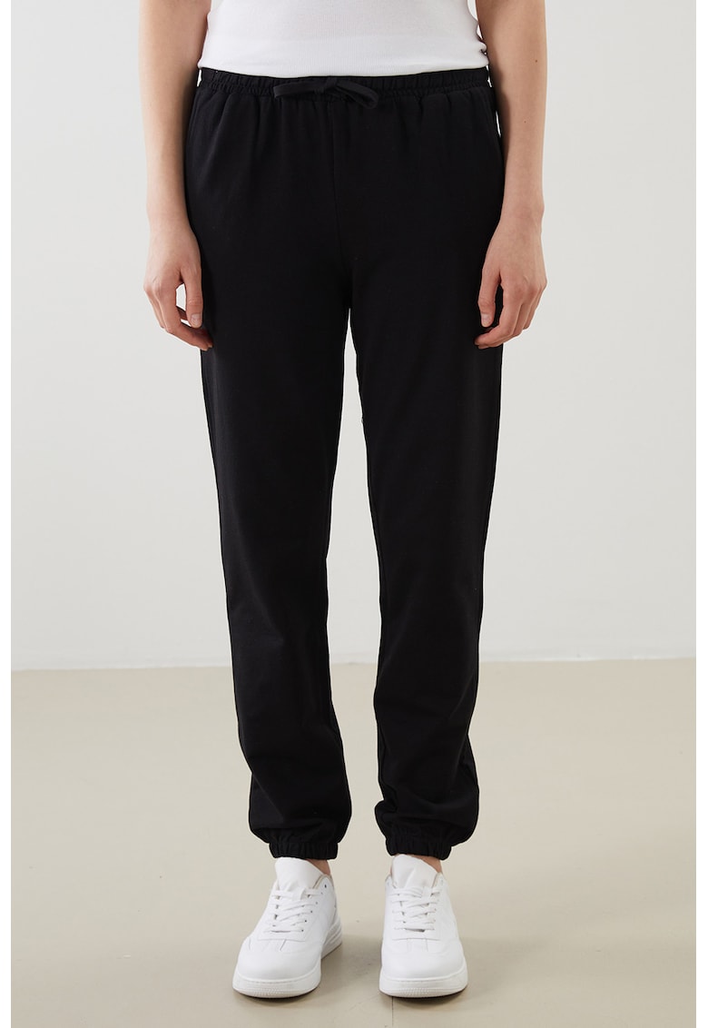 Pantaloni de trening uni din amestec de bumbac