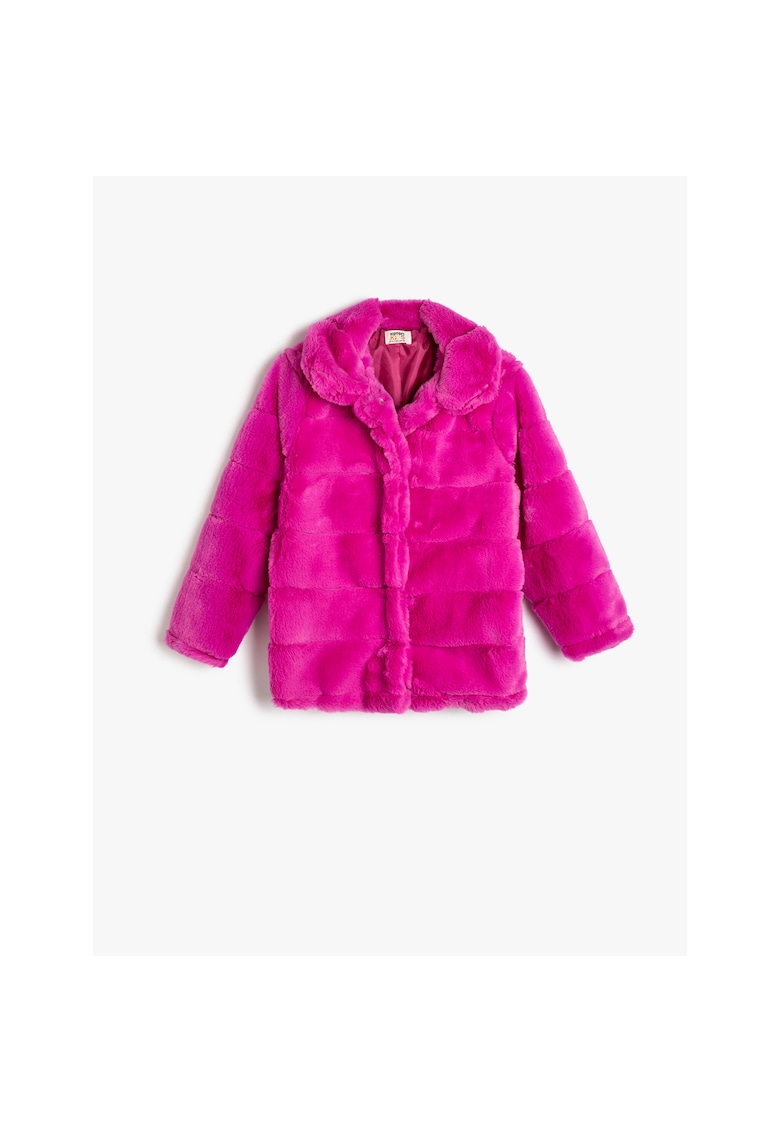 Palton cu blana sintetica si guler Peter Pan