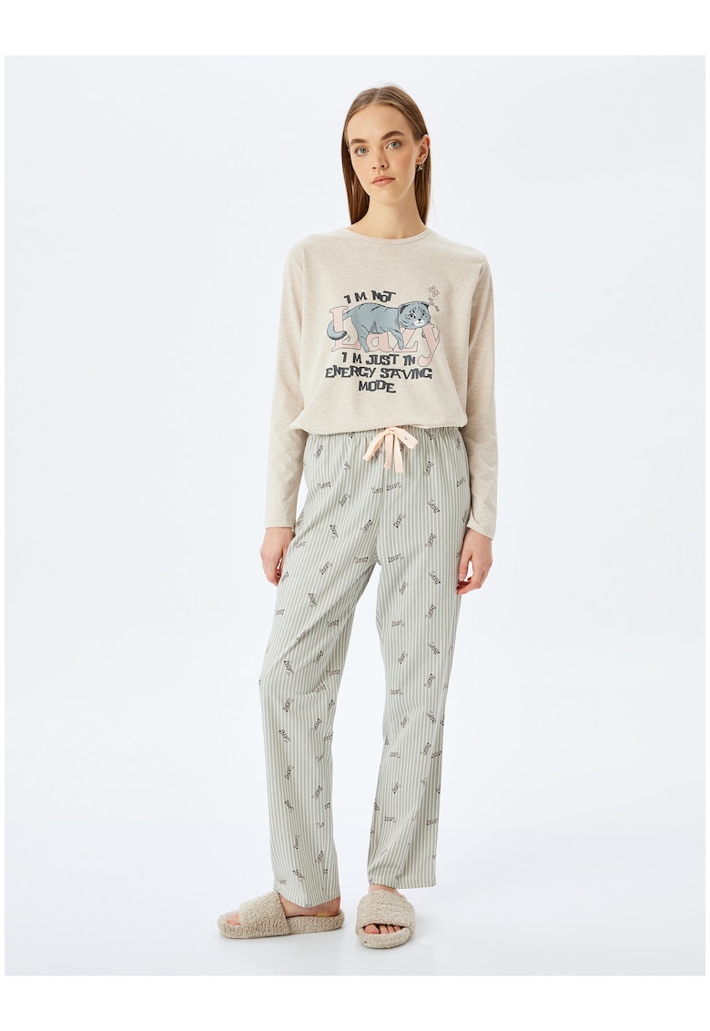 Pijama lejera din amestec de bumbac cu imprimeu
