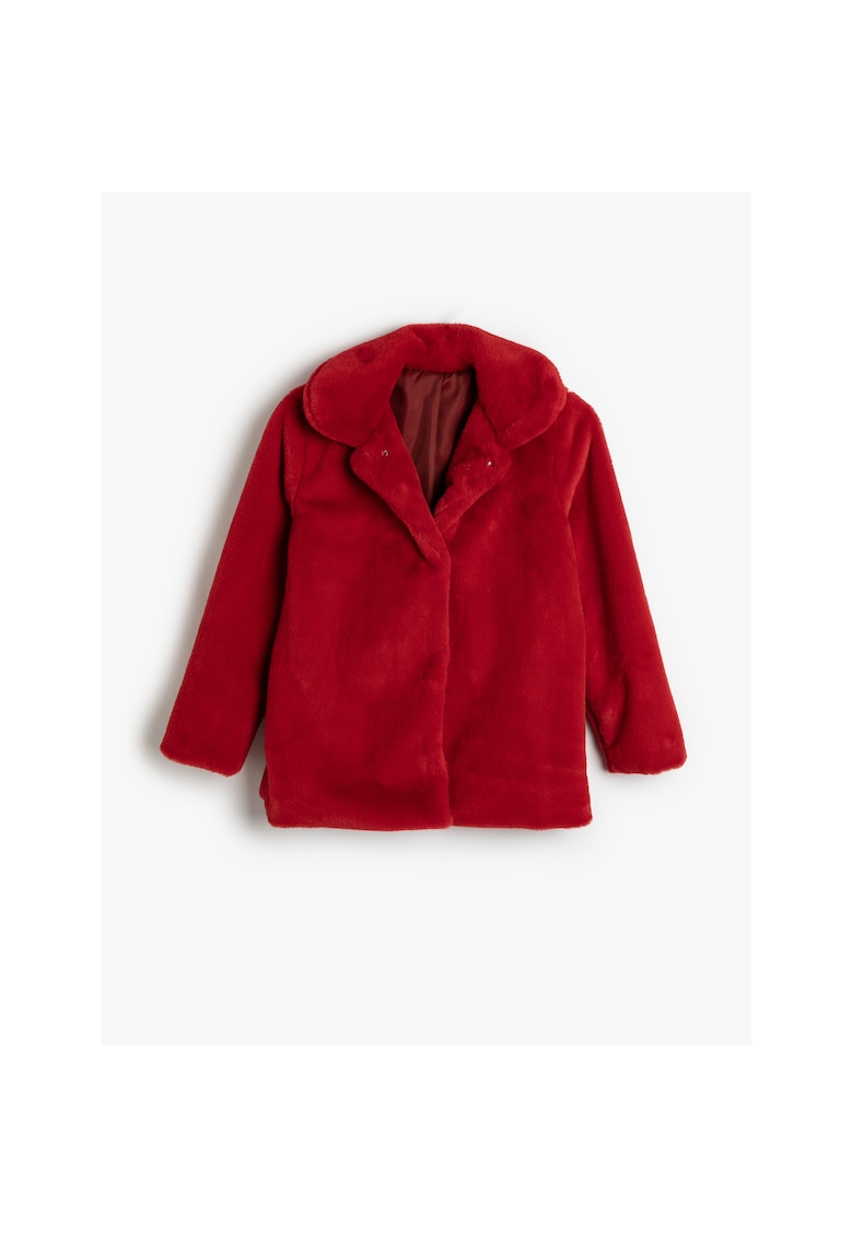 Palton scurt de blana sintetica cu capse