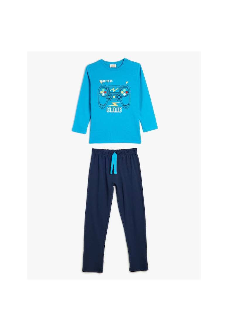 Pijama cu pantaloni lungi si imprimeu grafic Pijama cu pantaloni lungi si imprimeu grafic