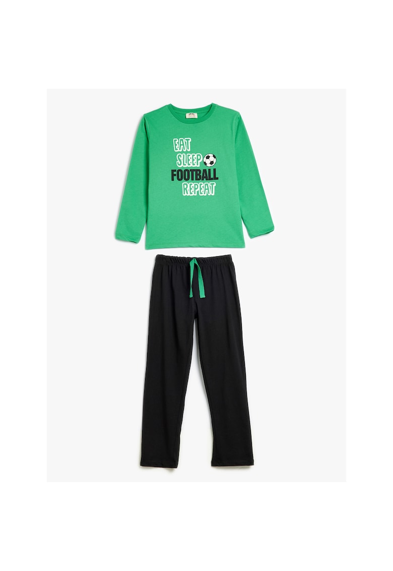 Pijama cu pantaloni lungi si imprimeu text