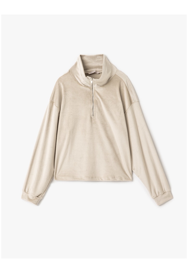 Bluza de casa din catifea cu fermoar scurt