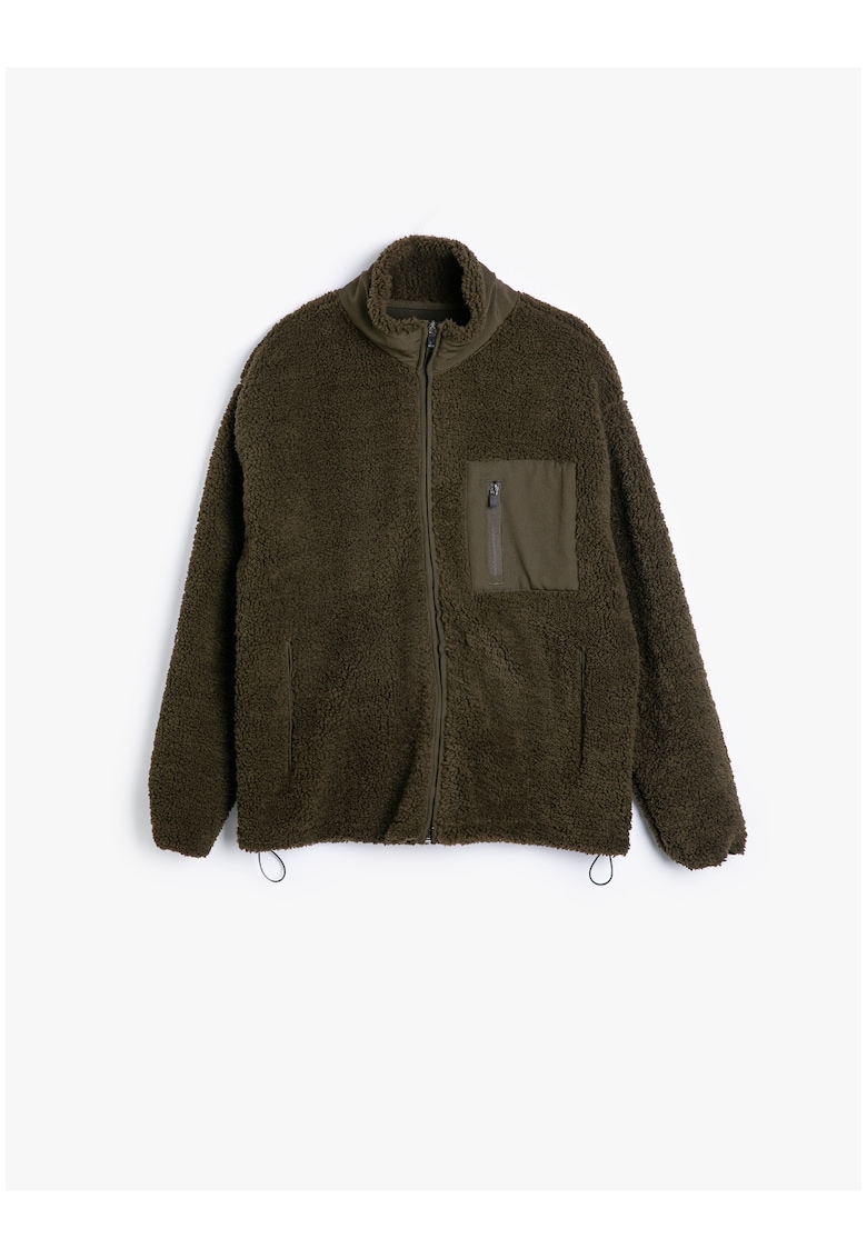 Jacheta supradimensionata din fleece - Kaki