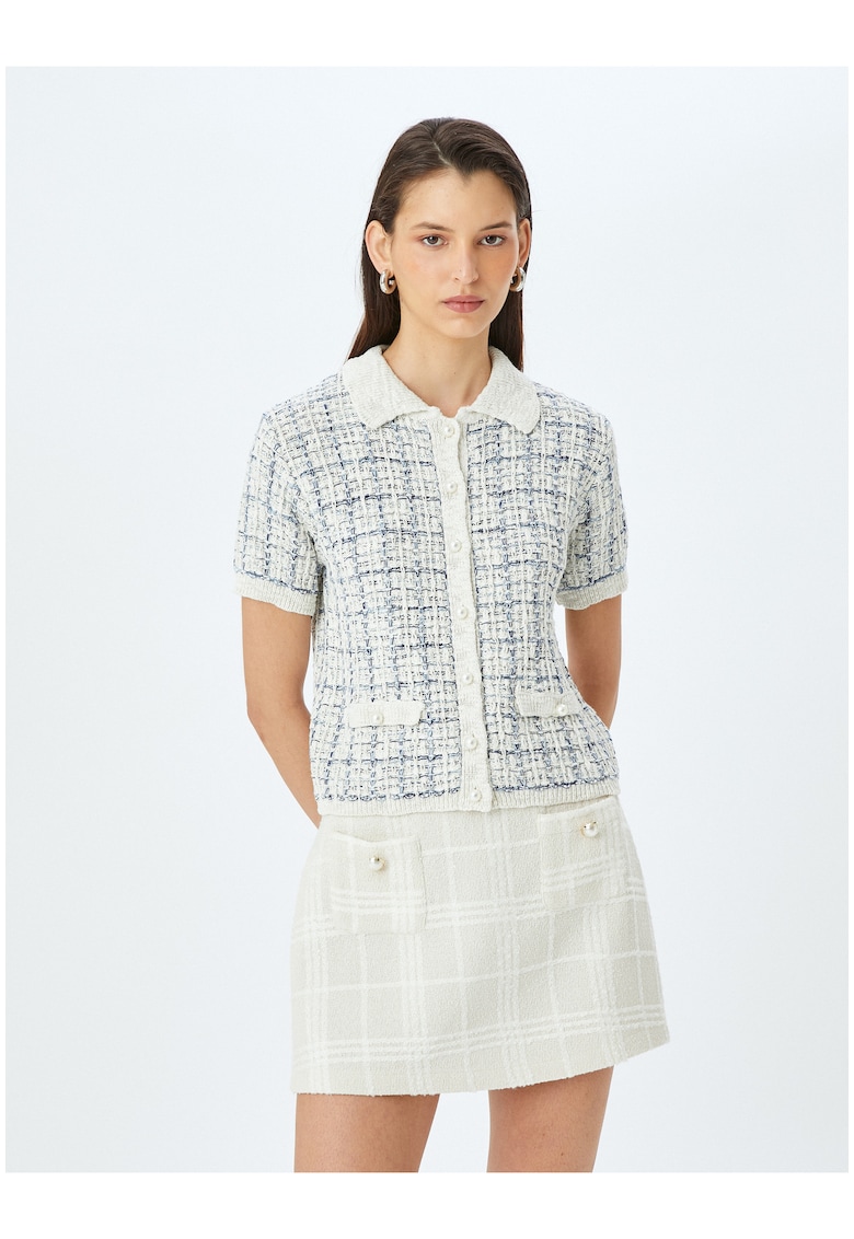 Cardigan cambrat cu maneci scurte