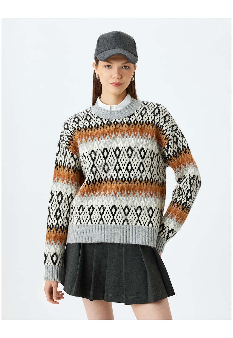 Pulover lejer cu model Fair Isle