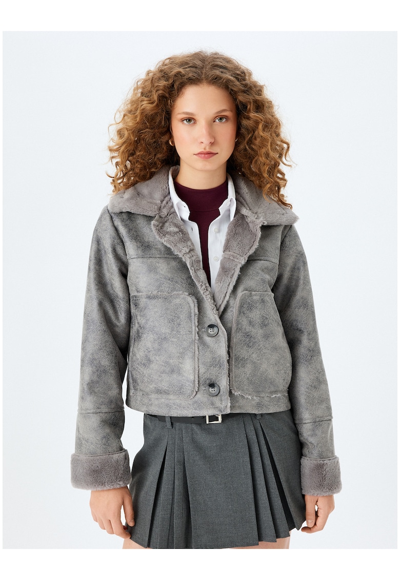 Jacheta cu captuseala de blana sintetica