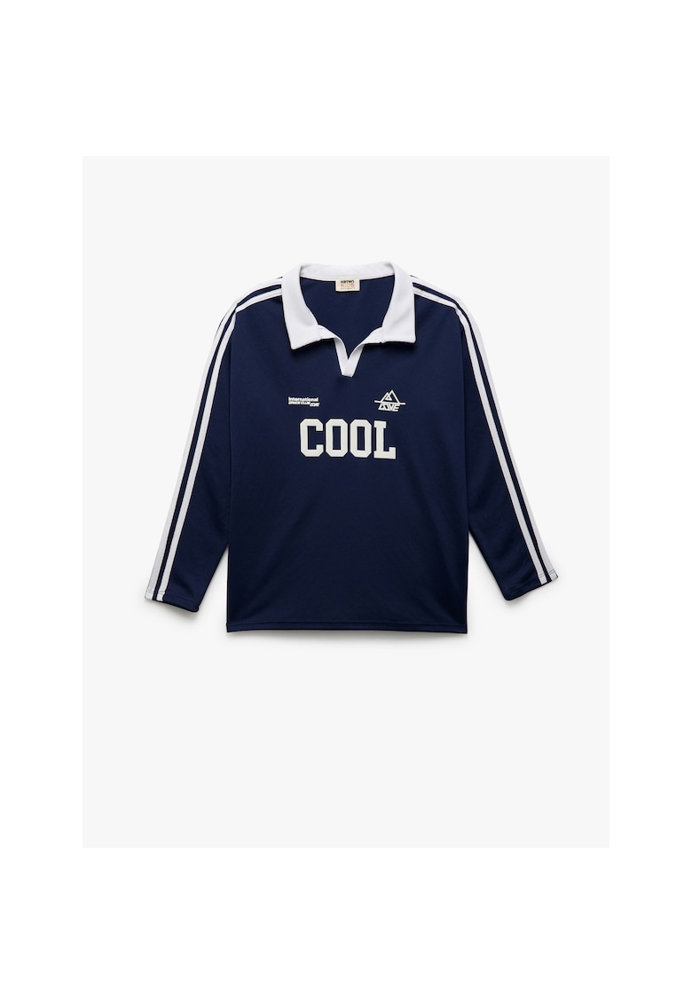 Bluza polo cu imprimeu text