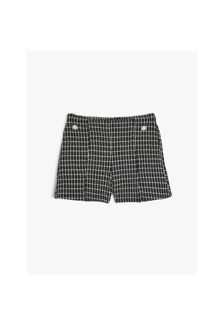 Pantaloni scurti in carouri cu nasturi decorativi