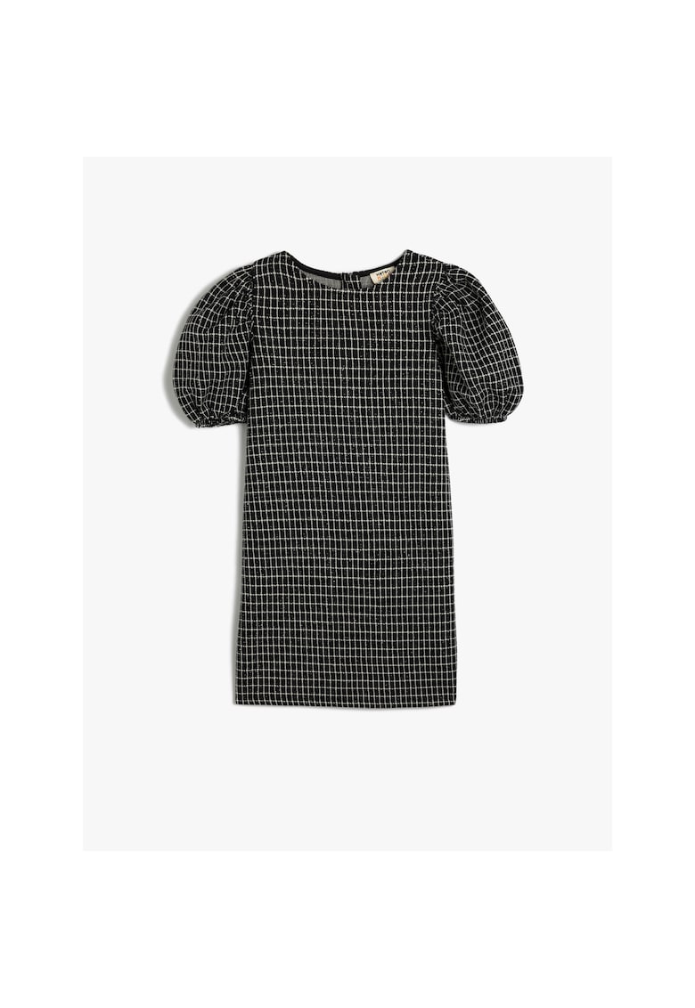 Rochie in carouri cu maneci bufnate - Negru