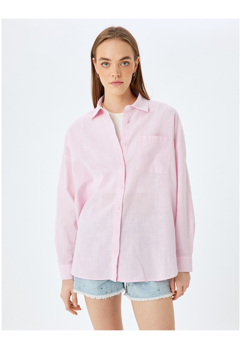 Camasa lejera de bumbac cu buzunar pe piept