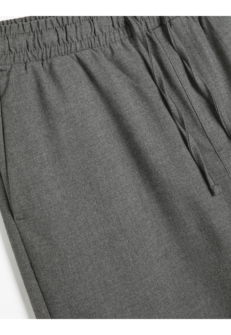 Pantaloni cu cnur si buzunare oblice - Gri inchis