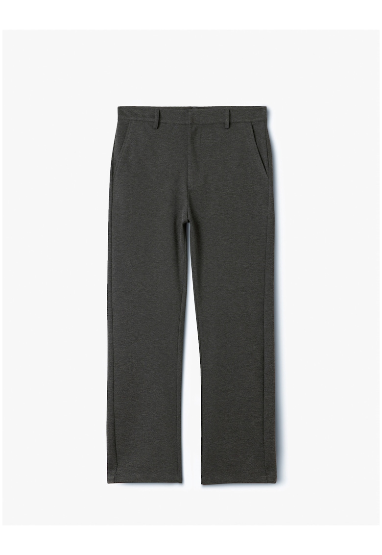 Pantaloni conici cu talie medie - Gri inchis