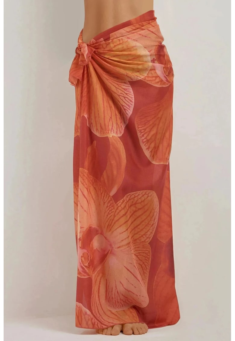 Cover-Up Plaja -  Maxi imprimat - Portocaliu -