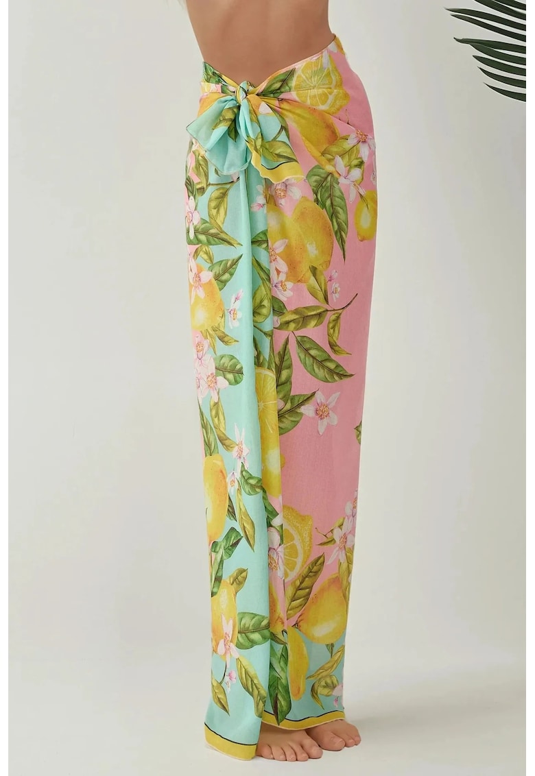 Cover-Up plaja -  Maxi imprimat - galben -