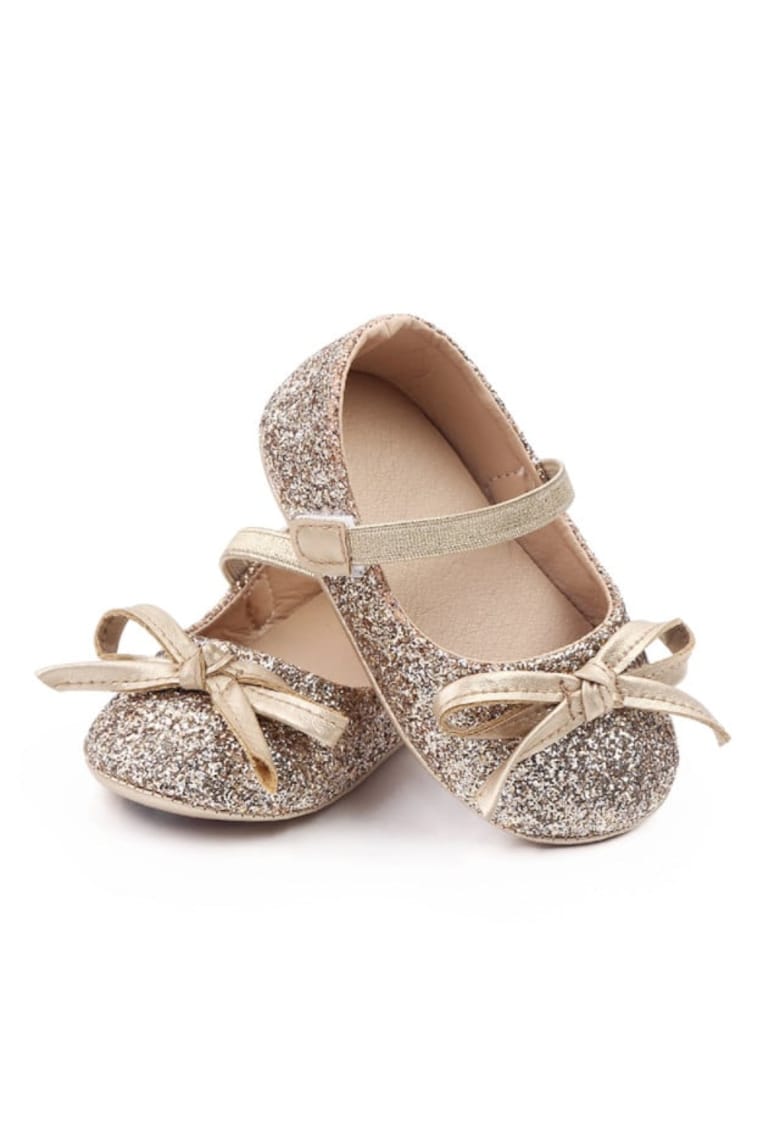 Pantofi Model AL 15053 cu sclipici pentru bebelusi - Textil - Auriu - Auriu