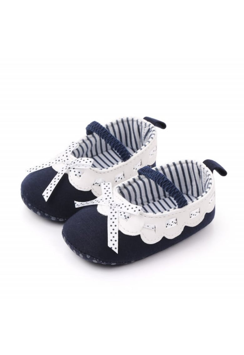 Pantofi Model AL 15091 cu volanas alb pentru bebelusi - Textil - Bleumarin