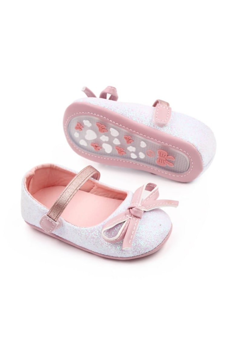 Pantofi Model AL 15022 cu sclipici pentru bebelusi - Textil - 3-6 luni - Alb -