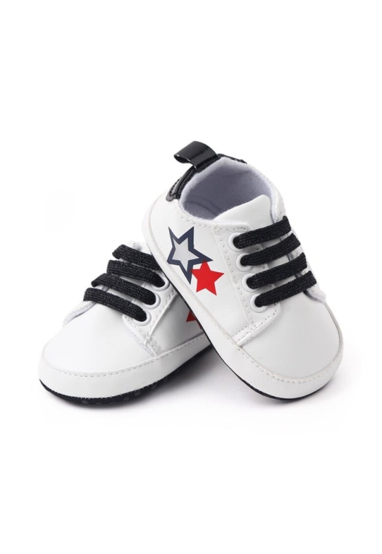 Pantofi sport Model AL 16531 cu stelute colorate - pentru bebelusi - Piele ecologica - Alb