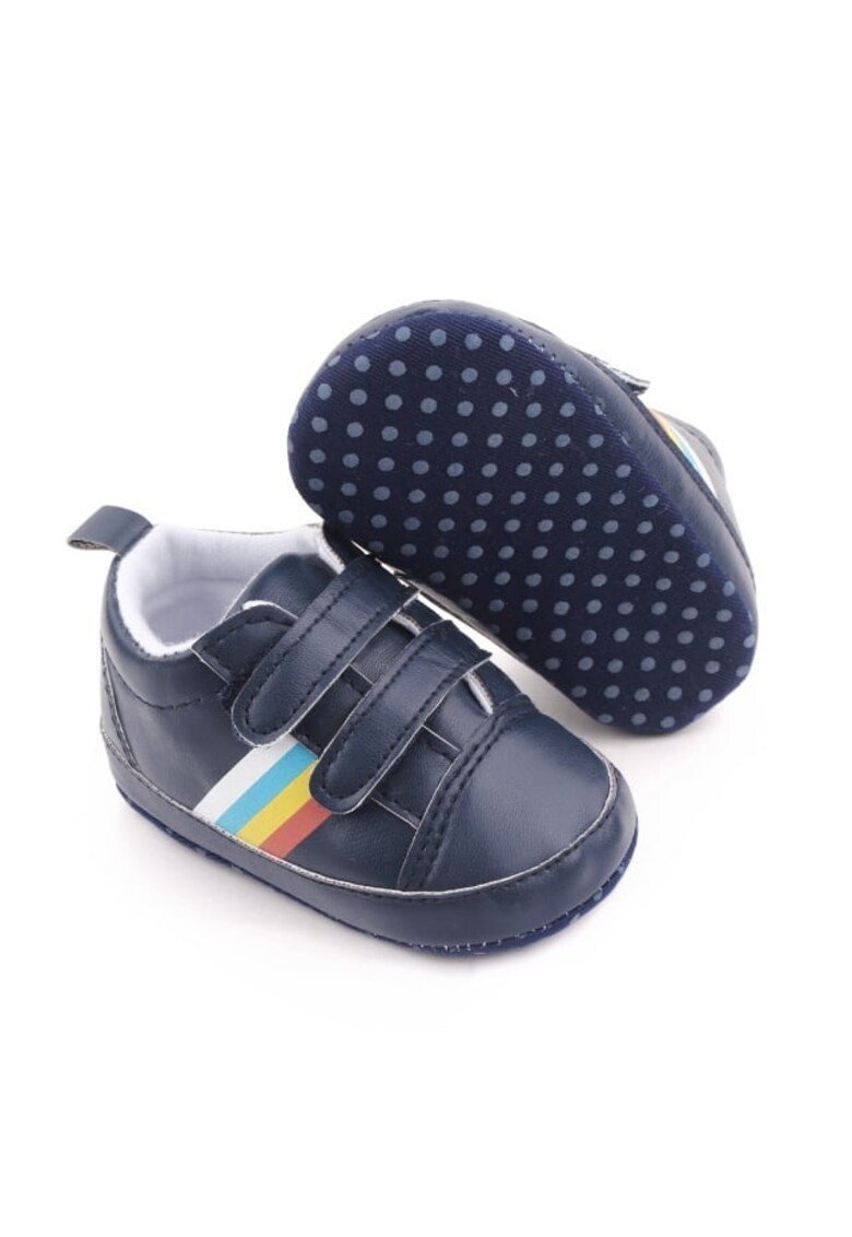 Pantofi sport Model AL 16340 cu dungi multicolore - pentru bebelusi - Piele ecologica - Bleumarin