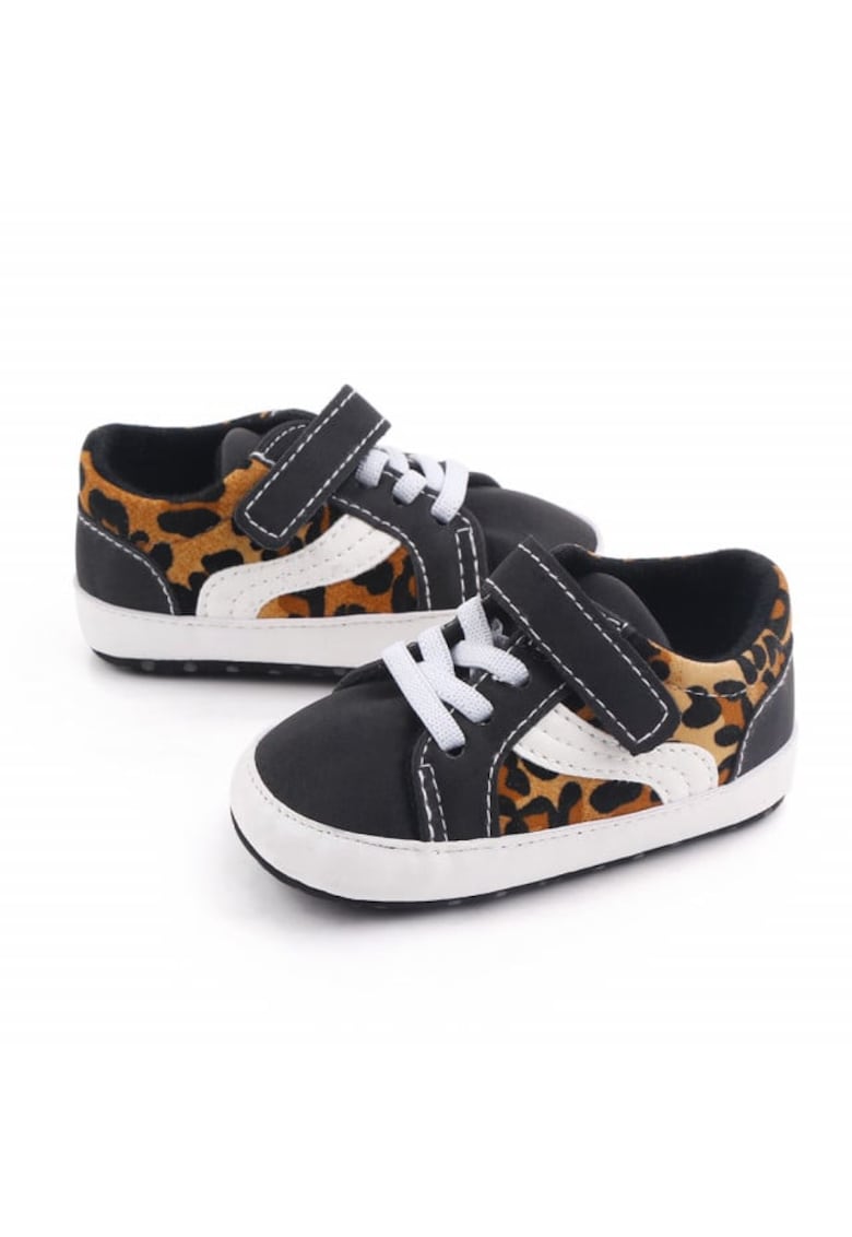 Tenisi SuperBaby - Model AL 17033 leopard - pentru bebelusi - Textil - 3-6 luni - Negru -