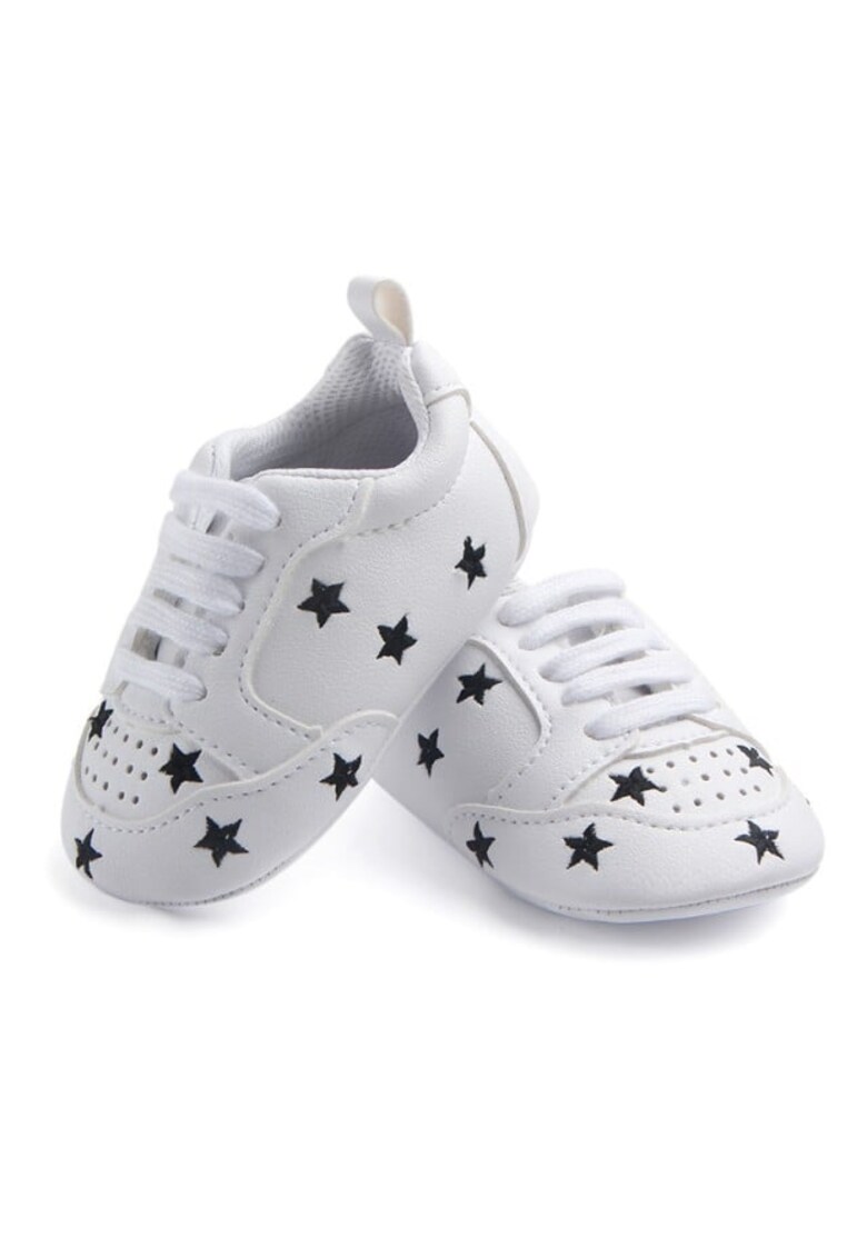 Pantofi sport Model AL 17149 Black Star - Piele ecologica - Alb cu negru